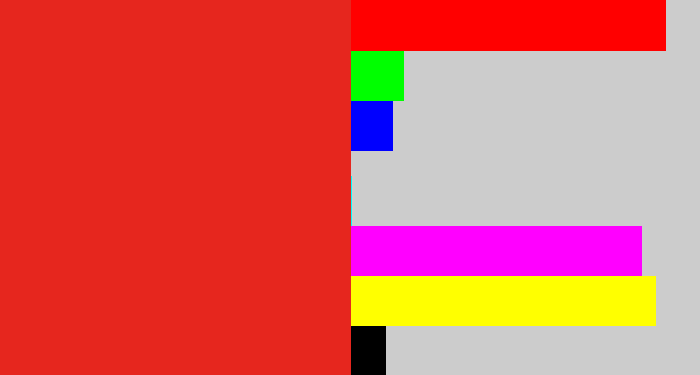 Hex color #e6261e - vermillion