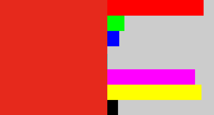 Hex color #e6291c - vermillion