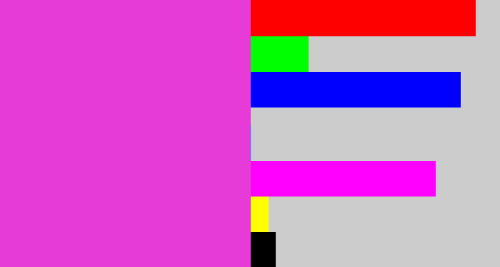 Hex color #e63bd6 - purple pink