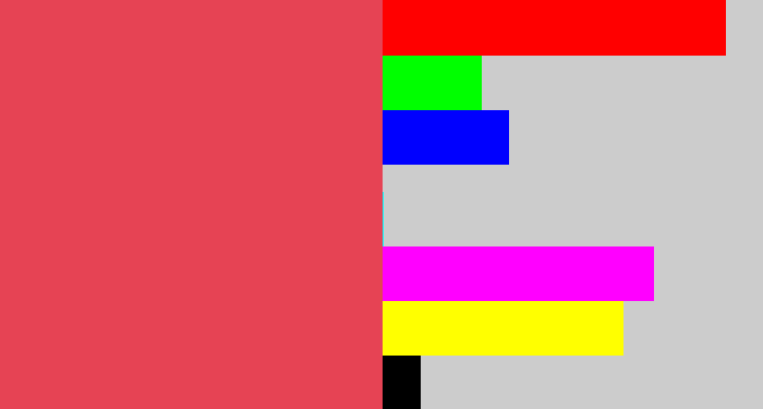 Hex color #e64354 - faded red