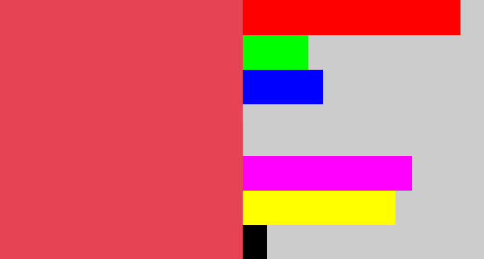 Hex color #e64455 - faded red