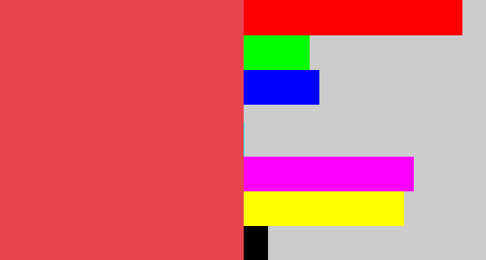 Hex color #e6454e - faded red