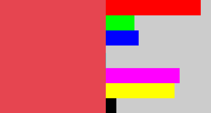 Hex color #e64550 - faded red
