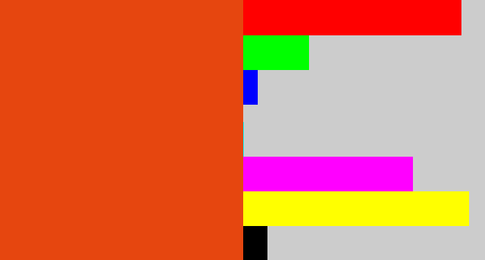 Hex color #e6460f - deep orange