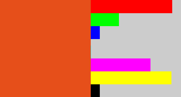 Hex color #e64f1a - reddish orange