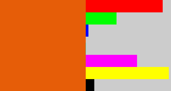 Hex color #e65d08 - deep orange