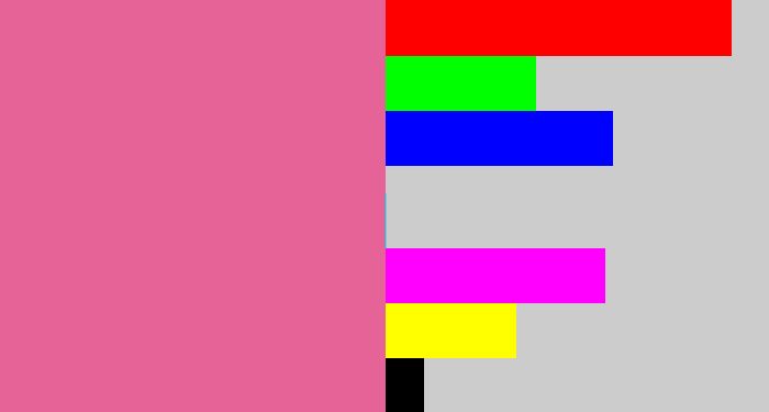 Hex color #e66397 - medium pink