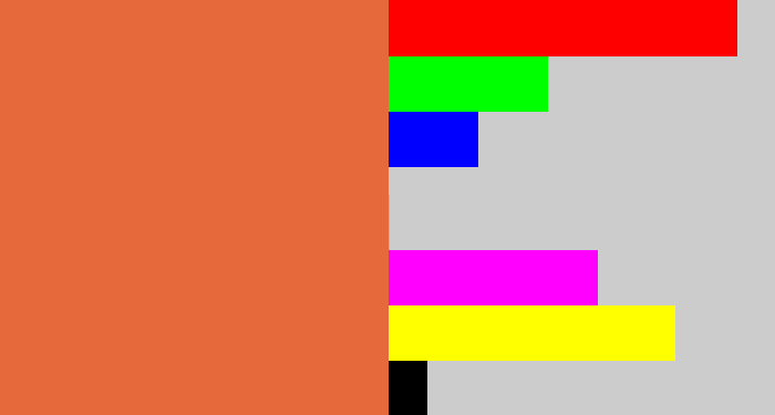 Hex color #e6693b - dusty orange