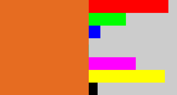 Hex color #e66c21 - brownish orange