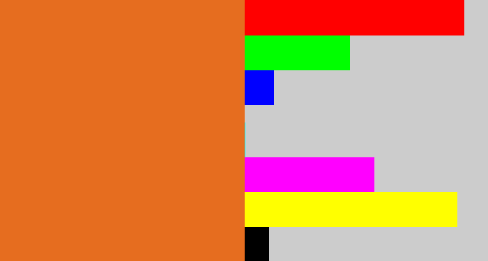 Hex color #e66d1f - brownish orange