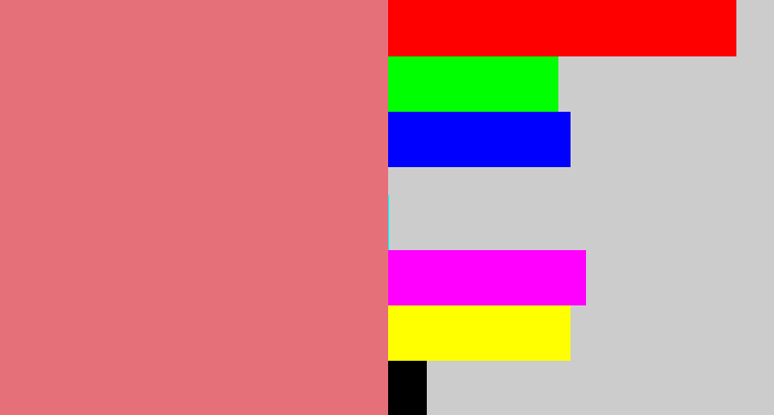 Hex color #e67079 - pinkish
