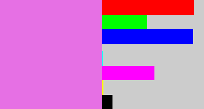 Hex color #e670e4 - purply pink
