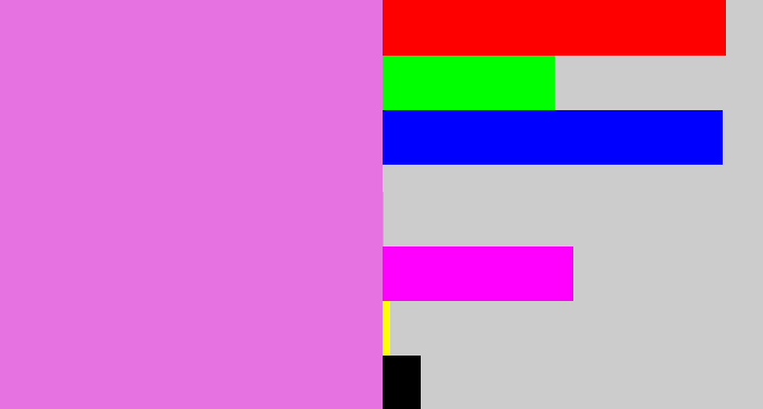 Hex color #e672e2 - purply pink