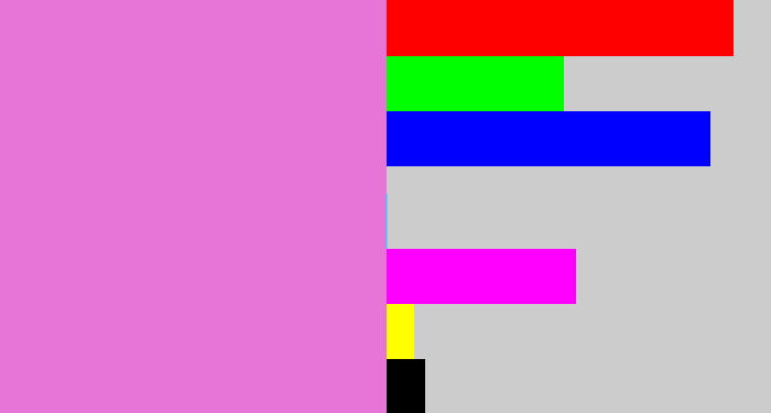 Hex color #e675d7 - purply pink