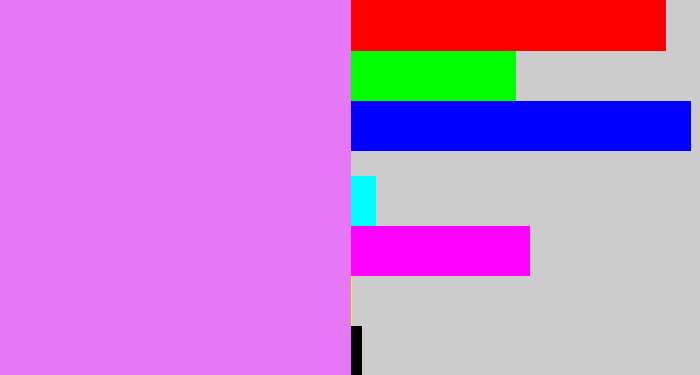 Hex color #e678f7 - purply pink
