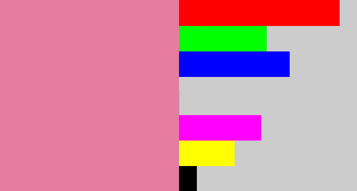 Hex color #e67c9f - pig pink