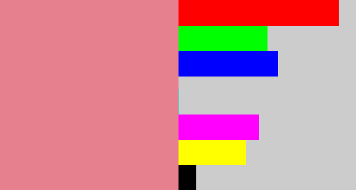 Hex color #e67f8e - dusty pink