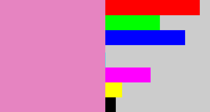 Hex color #e684c1 - lavender pink