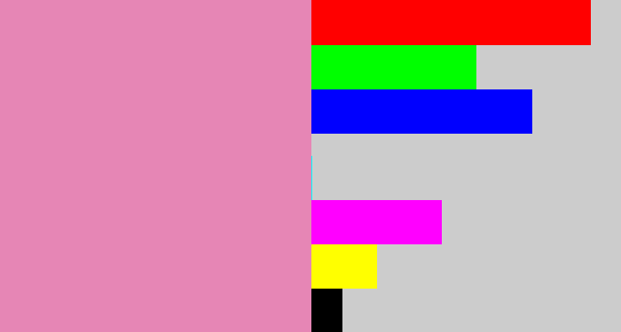 Hex color #e686b5 - pig pink