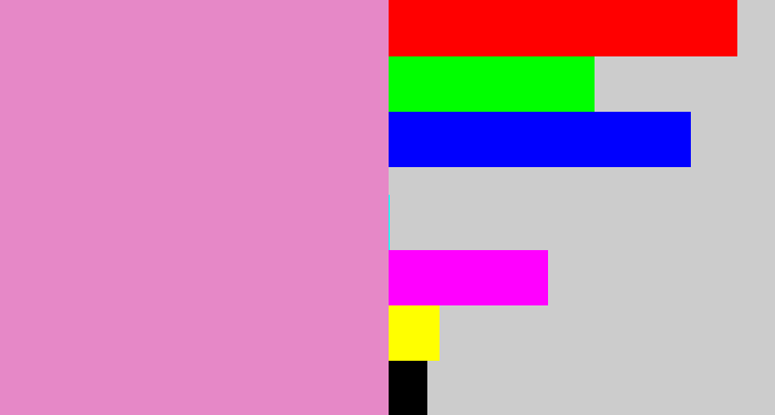 Hex color #e688c7 - lavender pink