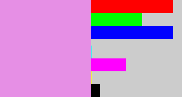 Hex color #e68fe5 - lavender pink