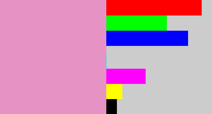 Hex color #e692c4 - lavender pink