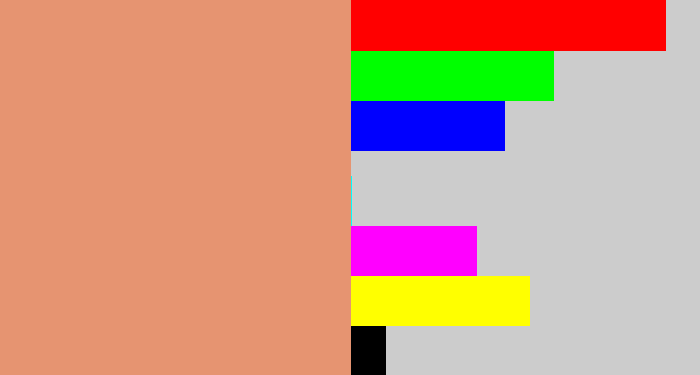 Hex color #e69471 - pinkish tan