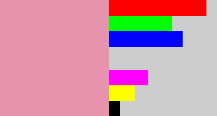 Hex color #e694ae - pig pink