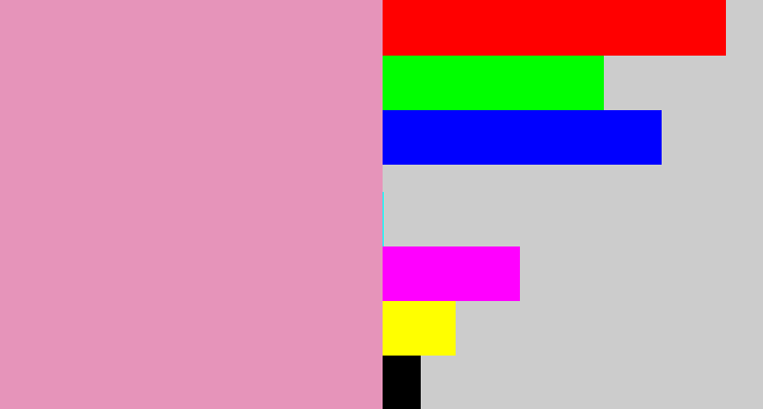 Hex color #e694ba - faded pink