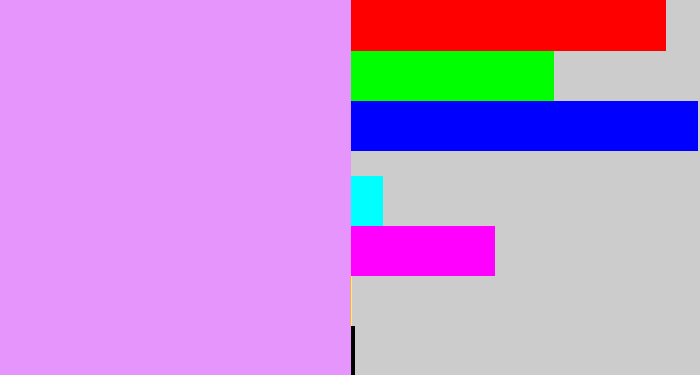 Hex color #e695fc - lilac