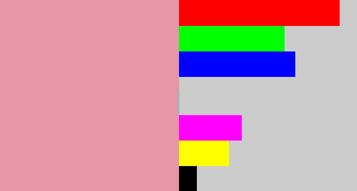Hex color #e696a6 - pig pink