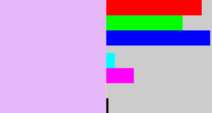 Hex color #e6b8fa - light lavendar