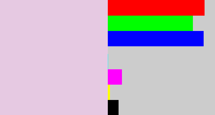 Hex color #e6c9e2 - pale pink