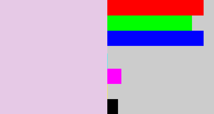 Hex color #e6c9e6 - pale lilac