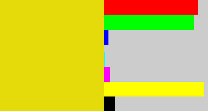 Hex color #e6db0a - piss yellow