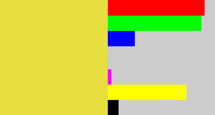 Hex color #e6df3f - off yellow