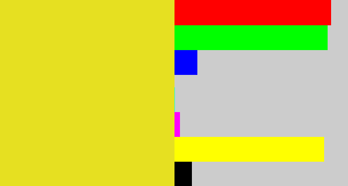 Hex color #e6e021 - piss yellow