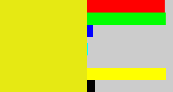 Hex color #e6e913 - piss yellow