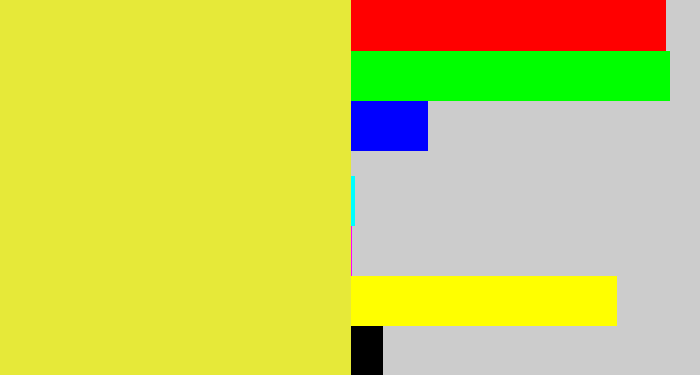 Hex color #e6e939 - off yellow