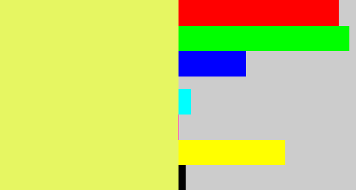 Hex color #e6f662 - yellowish