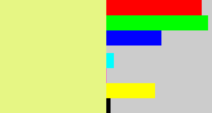 Hex color #e6f684 - yellowish tan