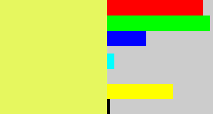 Hex color #e6f75f - yellowish