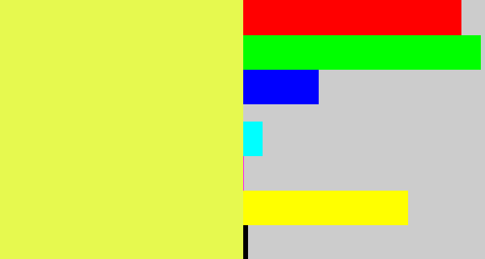 Hex color #e6f94f - off yellow