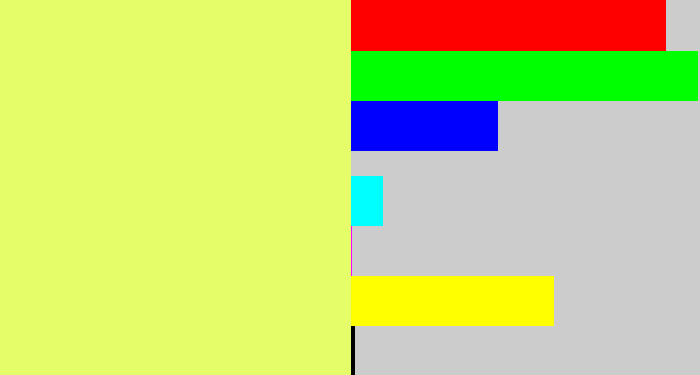 Hex color #e6fd6a - canary