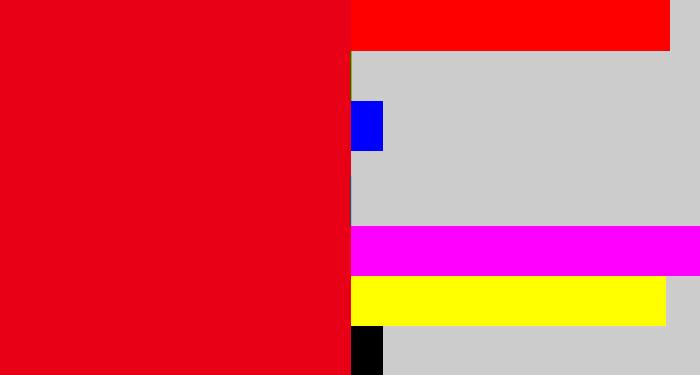 Hex color #e70016 - red