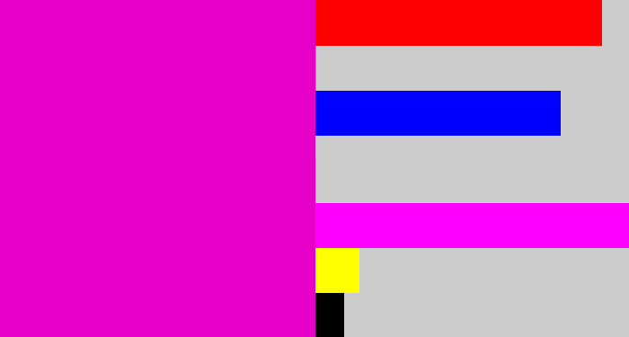 Hex color #e700c7 - hot magenta