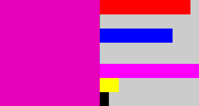 Hex color #e701ba - hot magenta