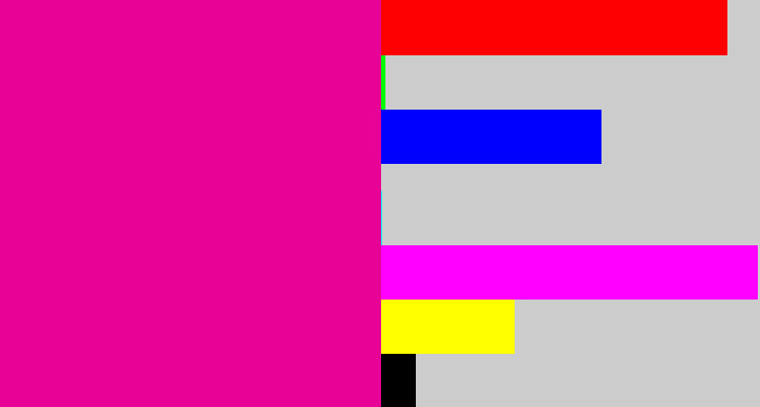Hex color #e70395 - neon pink
