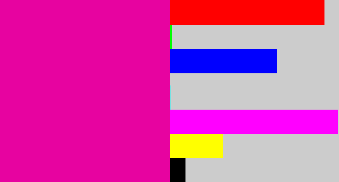 Hex color #e703a0 - shocking pink