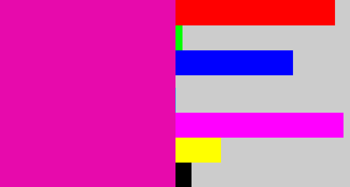 Hex color #e70aac - bright pink